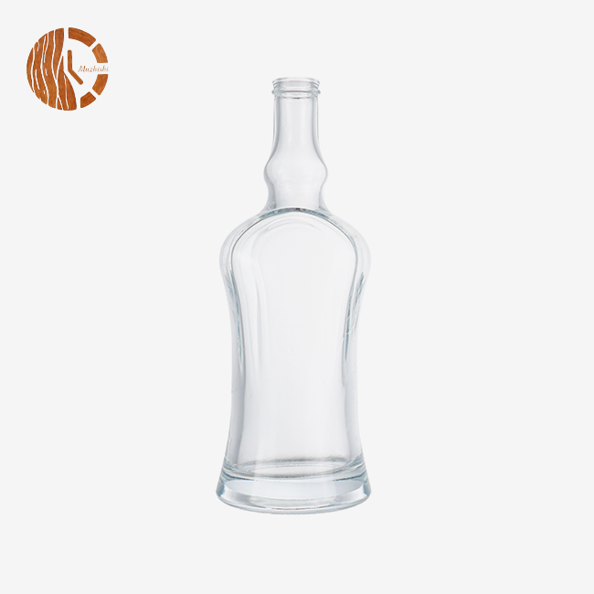 Elegant Waisted Round Bottom Clear Glass Wine Bottle